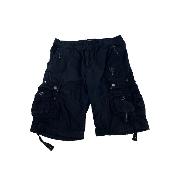 Mens Ochenta Black Multi Pocket Heavy Utility  Cargo Shorts Size 32