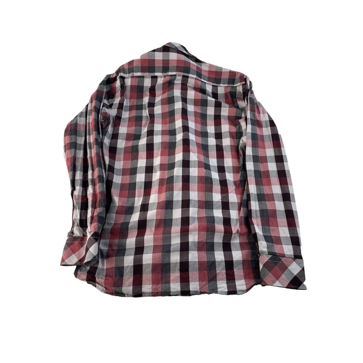 Mens Polo Ralph Lauren Red & Gray Button Up Shirt Size 15
