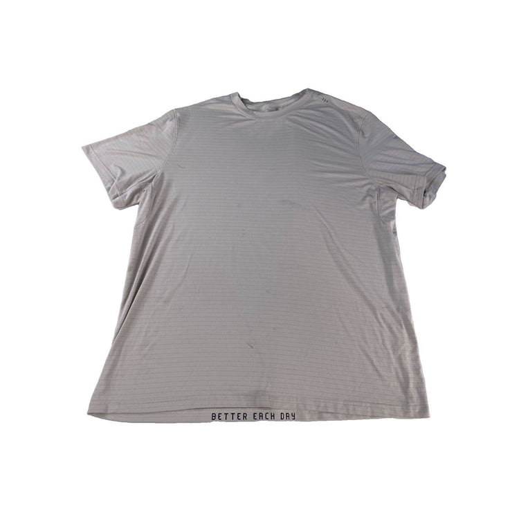 Mens Lululemon Gray Striped Short Sleeve Better Each Day Athletic Shirt SIZE 2XL