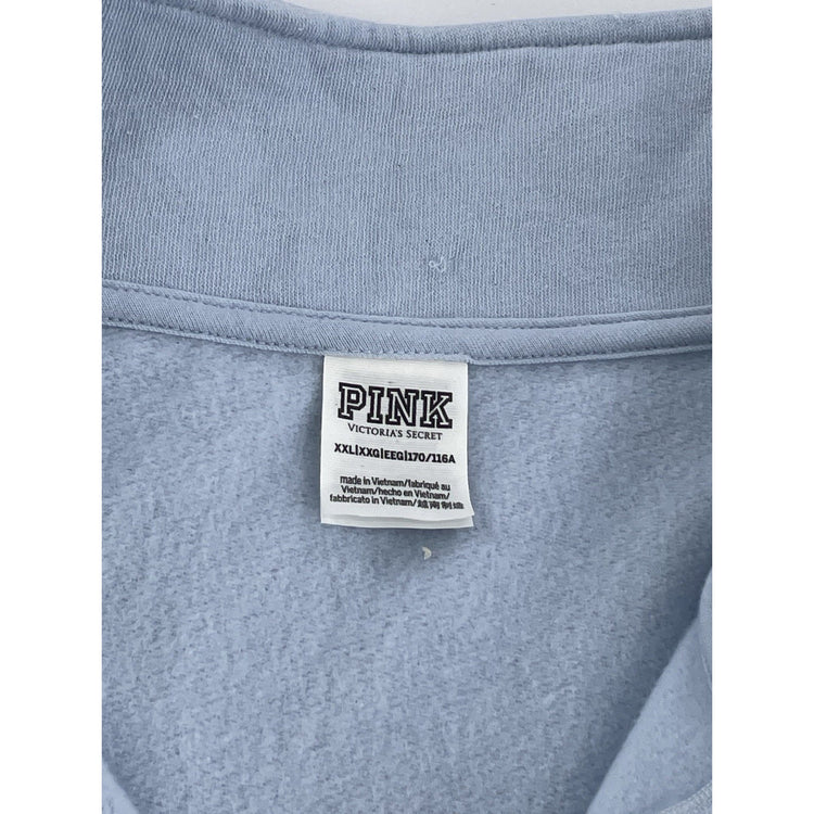 Womens Victoria’s Secret PINK Light Blue Quarter Zip Sweater Size 2XL