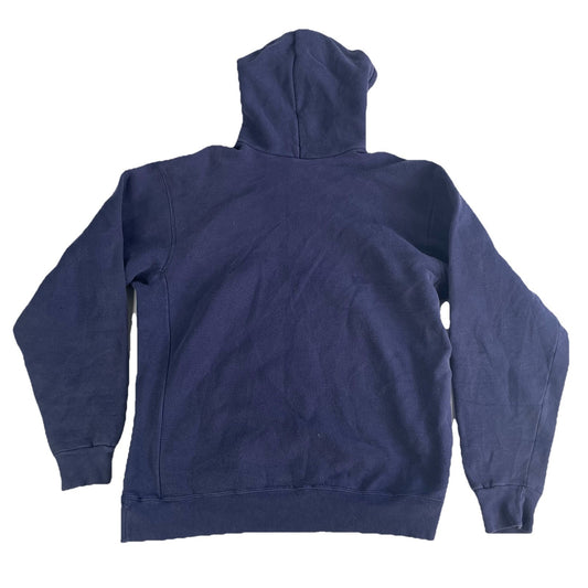 Mens Vintage Carhartt Snap-Neck Pullover Hoodie Navy Blue Size M