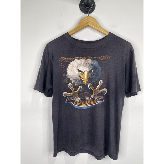 Rare Vintage 3D Emblem Harley Davidson Eagle Black T-Shirt M/L