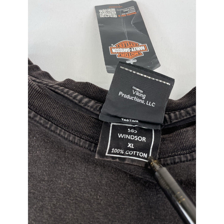Mens Harley Davidson Motorcycle Dark Brown Logo Graphic T-Shirt Size Xl