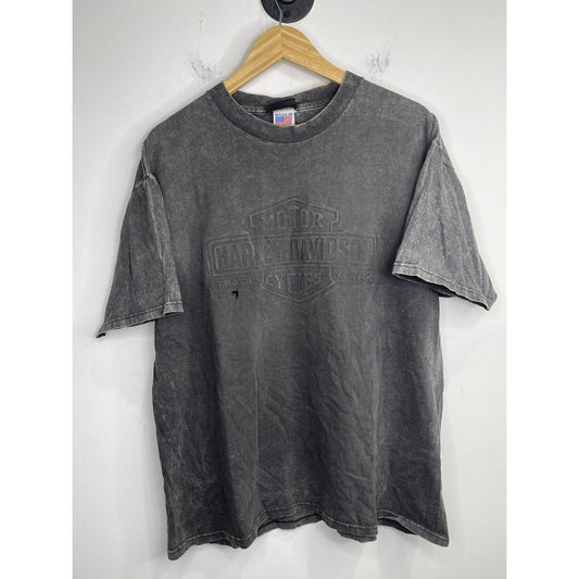 Men’s VTG Gray Faded Harley Davidson T Shirt Raised Print USA Made Sz XL
