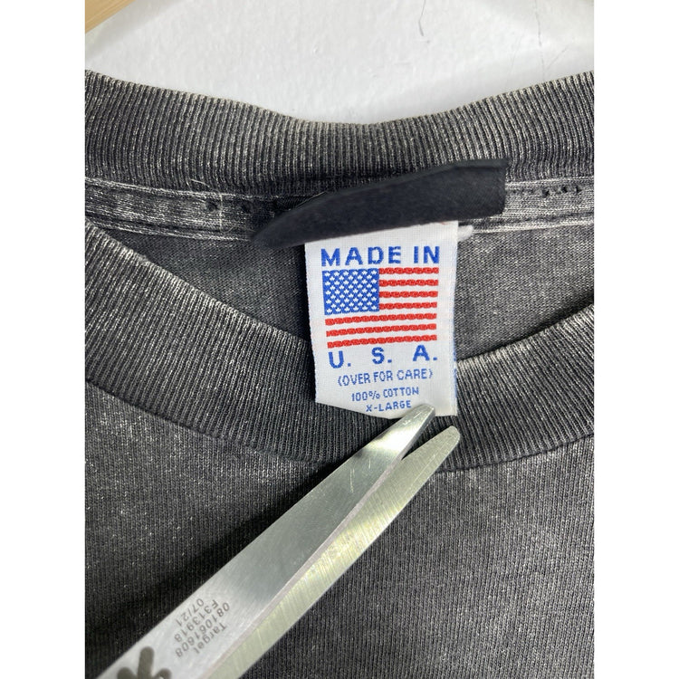 Men’s VTG Gray Faded Harley Davidson T Shirt Raised Print USA Made Sz XL