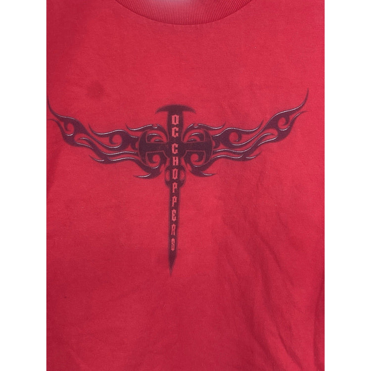 Orange County Choppers OCC Red Tee 100% Cotton Men's 2XL Short Sleeve Cutoff