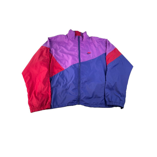 Mens Vintage Nike Windbreaker Jacket Purple Blue Red Colorblock Full Zip Size Xl