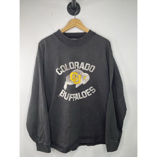 Mens Vintage Black Colorado Buffalo Long Sleeve T-shirt 2xl