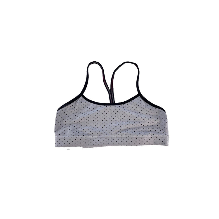 Women Lululemon White Black Micro Polka Dot Flow Y Strappy Yoga Sports Bra Size8