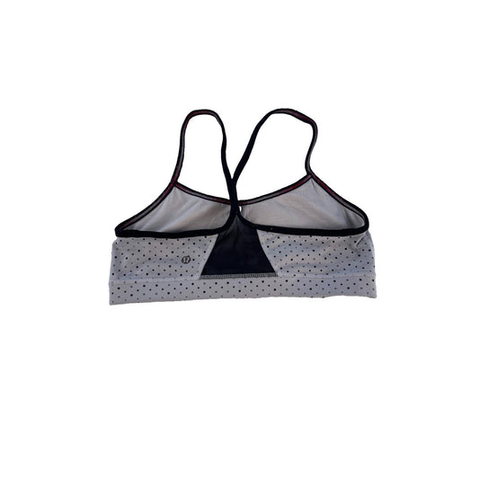 Women Lululemon White Black Micro Polka Dot Flow Y Strappy Yoga Sports Bra Size8