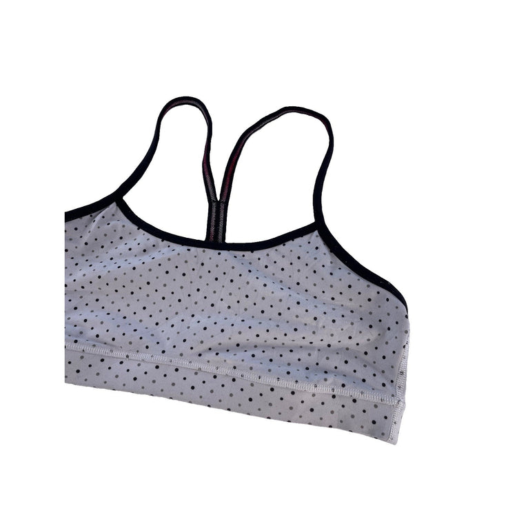 Women Lululemon White Black Micro Polka Dot Flow Y Strappy Yoga Sports Bra Size8