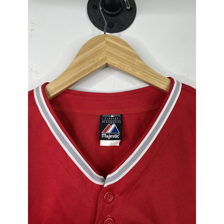 Men’s MLB Anaheim ANGELS Majestic Baseball Stitched Logo Red Jersey Sz L