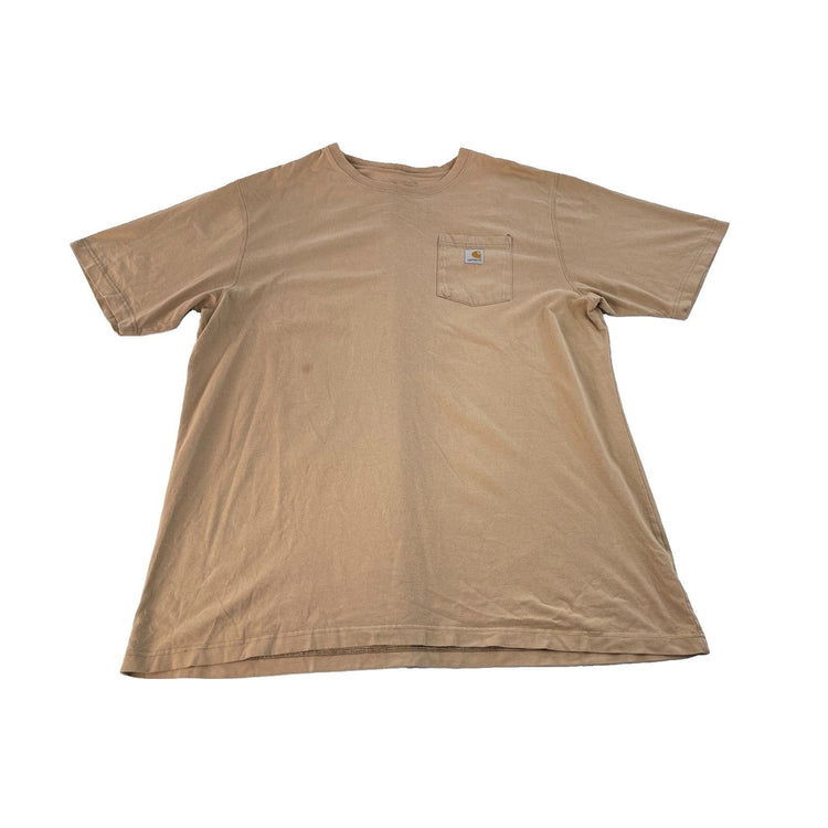 Mens Carhartt Light Brown Solid Short Sleeve Pocket Shirt Size 2xl