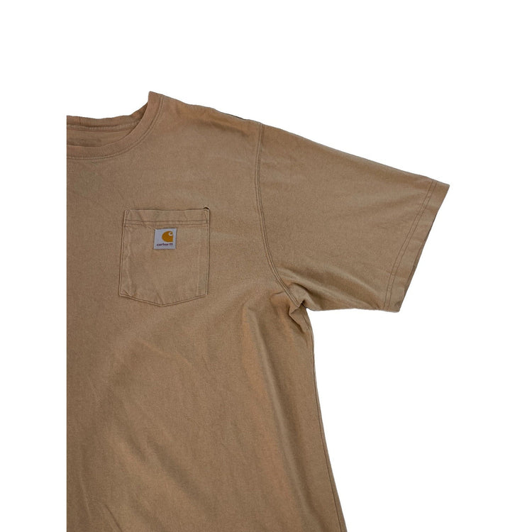 Mens Carhartt Light Brown Solid Short Sleeve Pocket Shirt Size 2xl