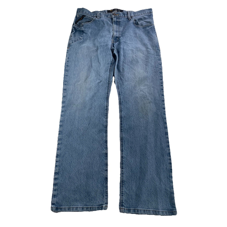 Men’s Ariat REBAR M4 Relaxed Bootcut Light Wash Blue Jeans Size 36x32