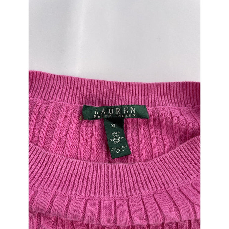 Womens Lauren Ralph Lauren Size XL Pink Sweater With Buttons