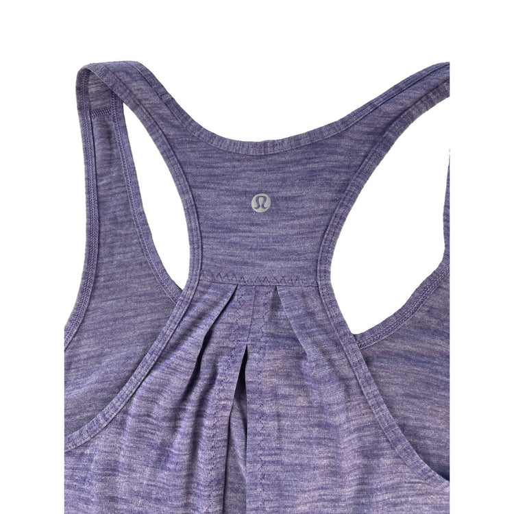 ens Lululemon Heathered Purple Open Split Pleated Back Yoga Tank Top Size M