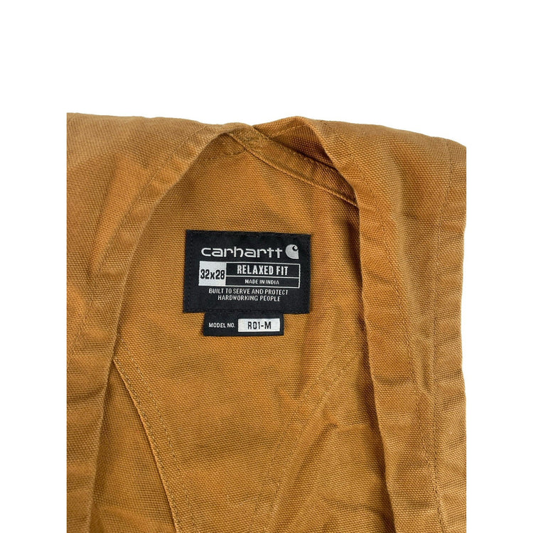 Men's Carhartt Relaxed Fit Duck Bib Overalls Brown Size 32x28
