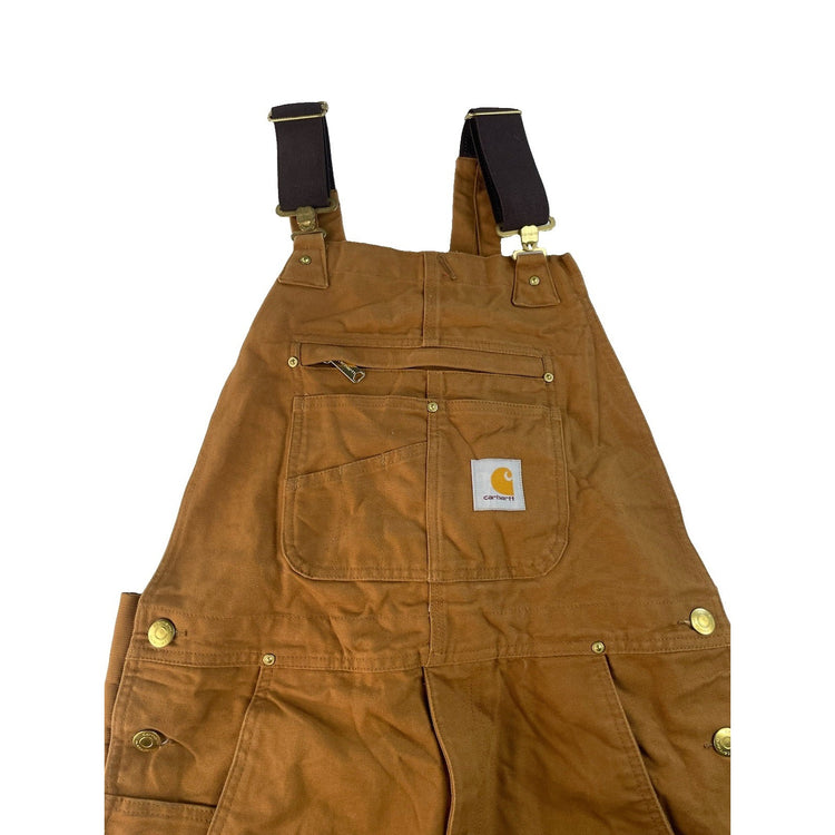 Men's Carhartt Relaxed Fit Duck Bib Overalls Brown Size 32x28