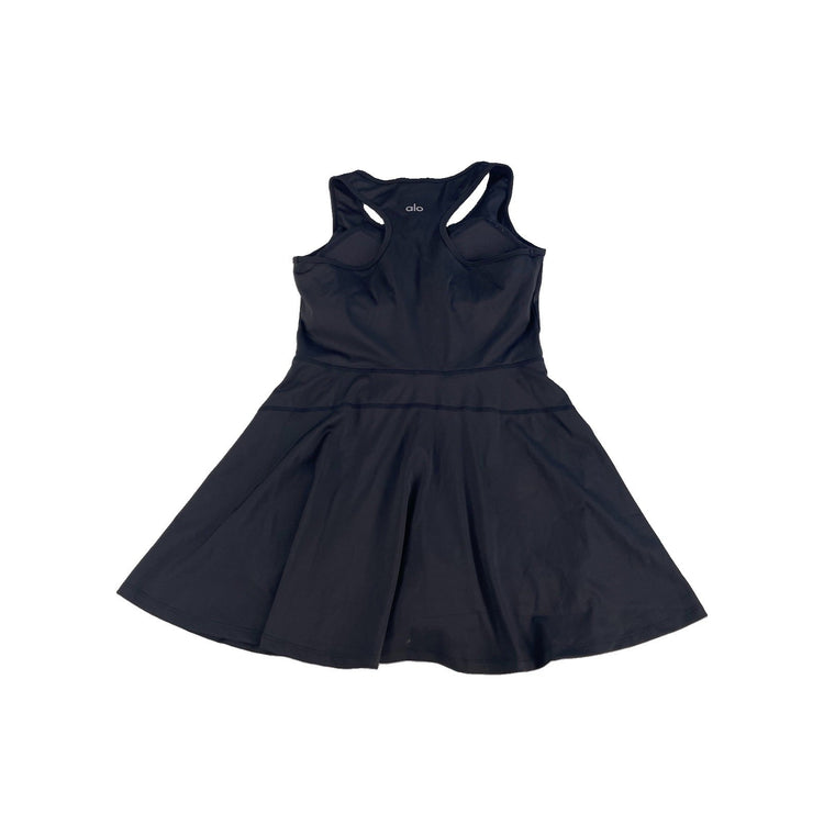 Womens Alo Yoga Black Grand Slam Front Zip Racerback Tennis Dress SIZE M