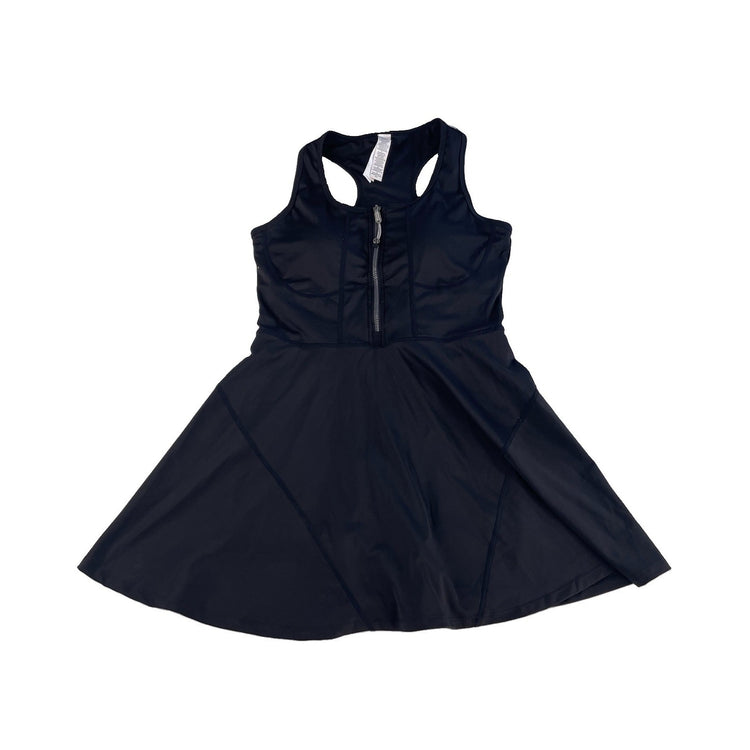 Womens Alo Yoga Black Grand Slam Front Zip Racerback Tennis Dress SIZE M