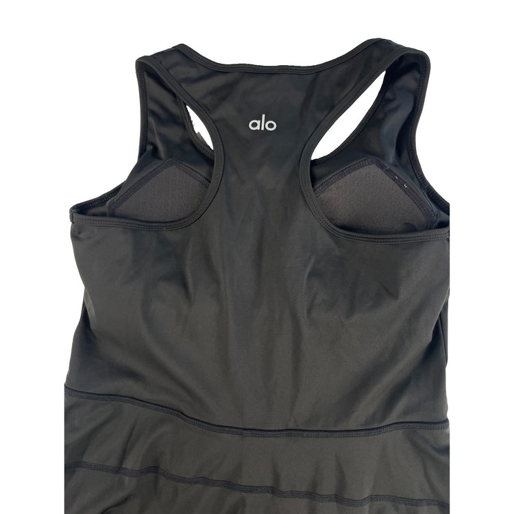Womens Alo Yoga Black Grand Slam Front Zip Racerback Tennis Dress SIZE M