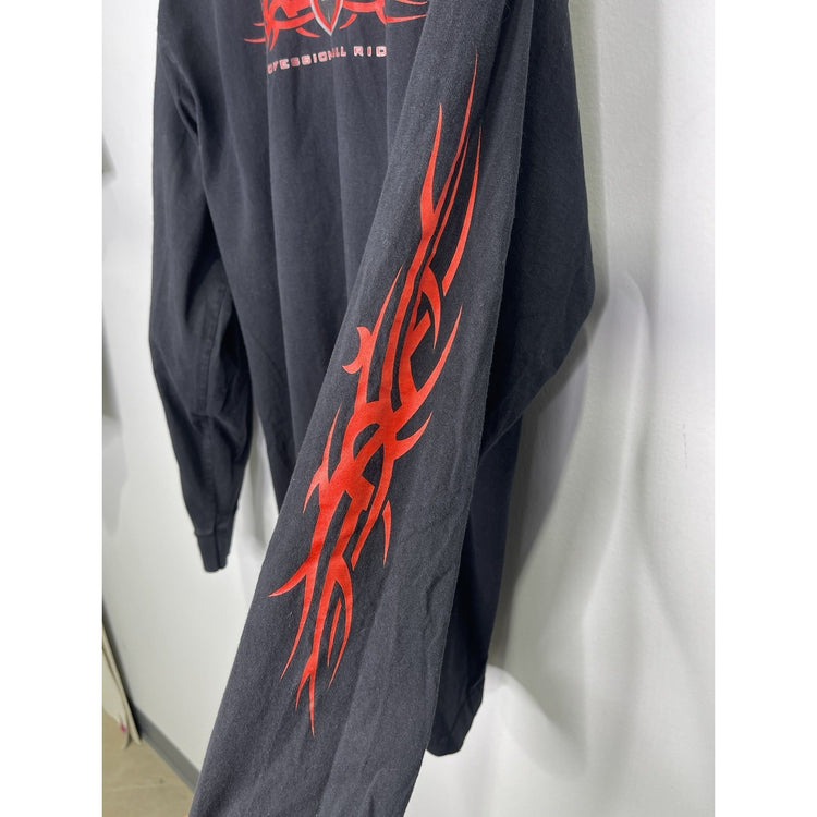 Vintage Mens Professional Bull Riders Black Long Sleeve T-shirt Sz XL