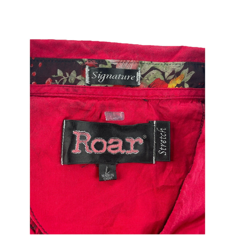 Women’s Signature ROAR Pinkish-Red Western LongSleeve SnapDown Shirt Size S
