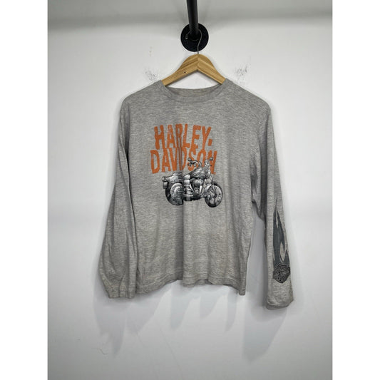 Youth Harley Davidson Gray Graphic Motorcycle Long Sleeve Sz XL (18)