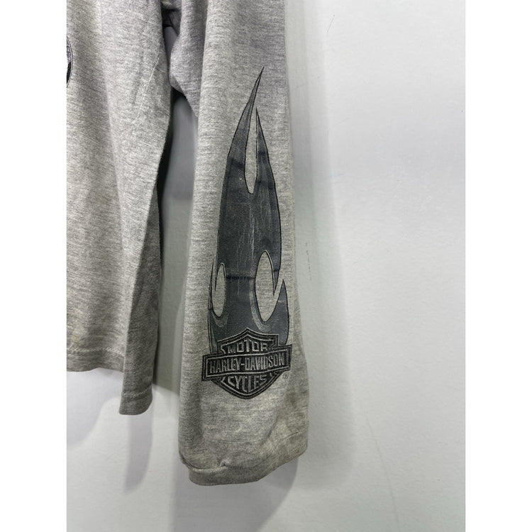 Youth Harley Davidson Gray Graphic Motorcycle Long Sleeve Sz XL (18)