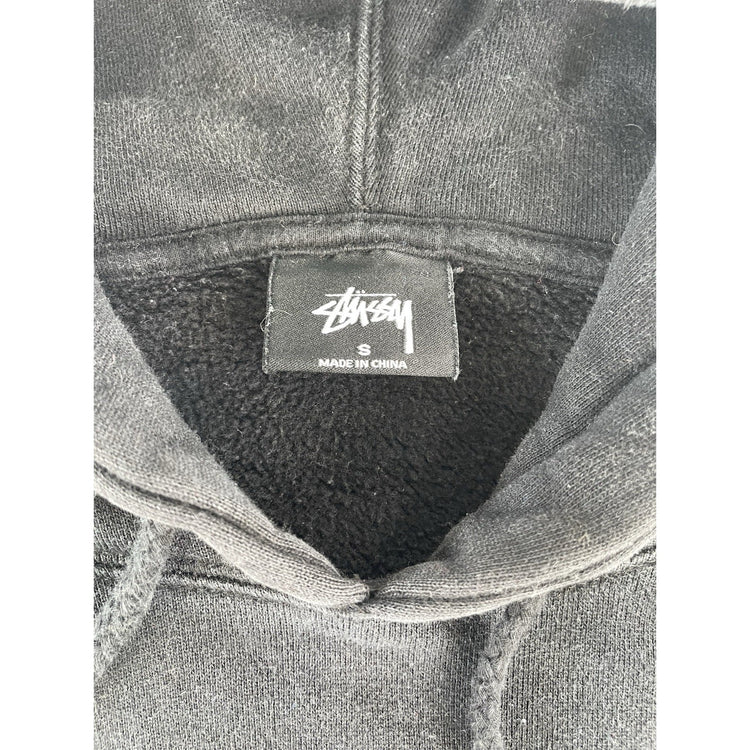 Mens Stüssy "New Wave Designs" Hoodie Black Graphic Logo Size S