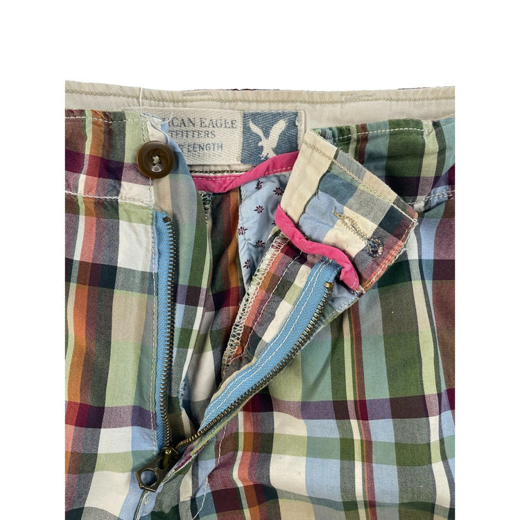 Men’s American Eagle Outfitters Plaid Multicolor Longer Length Shorts Size 33
