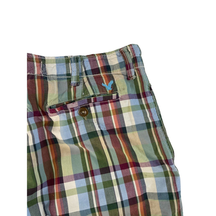 Men’s American Eagle Outfitters Plaid Multicolor Longer Length Shorts Size 33
