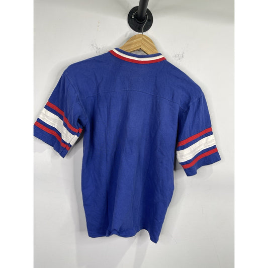 Vintage Youth Blue NEW ENGLAND PATRIOTS GTS T-Shirt Jersey USA Sz 16-14