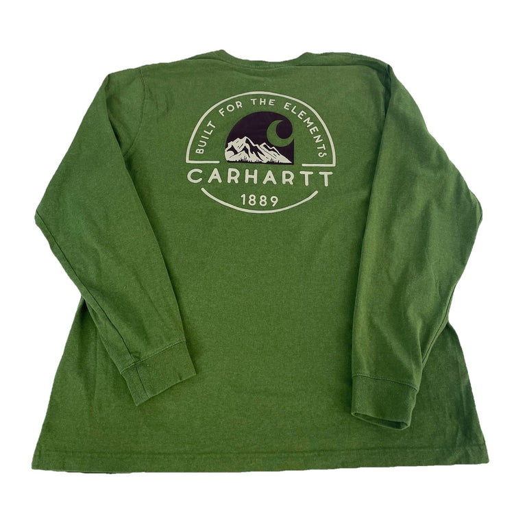 Mens Carhartt Green Relaxed Fit Long Sleeve Solid T-Shirt Size Xl