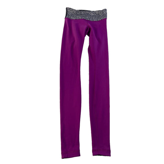 Women Lululemon Purple Athletic Performance Patterned Waistband Leggings Size 4