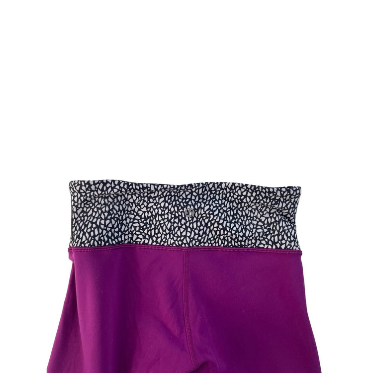 Women Lululemon Purple Athletic Performance Patterned Waistband Leggings Size 4
