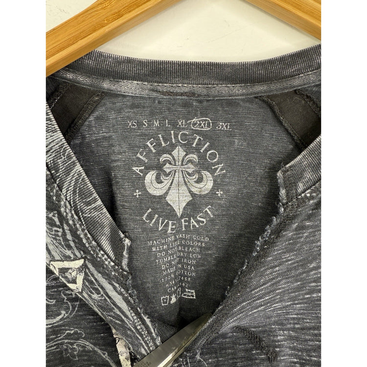MENS AFFLICTION LONG SLEEVE V-NECK SHIRT