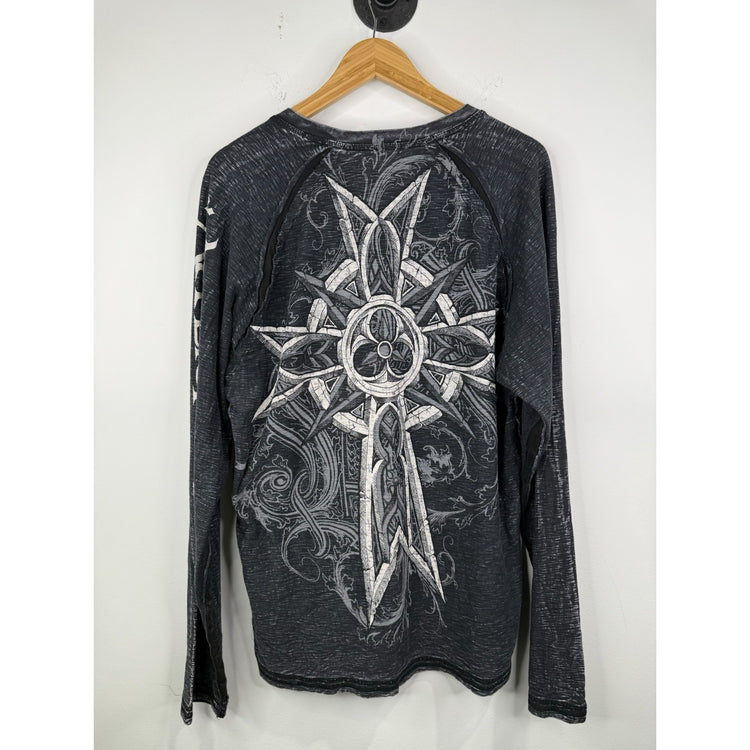 MENS AFFLICTION LONG SLEEVE V-NECK SHIRT