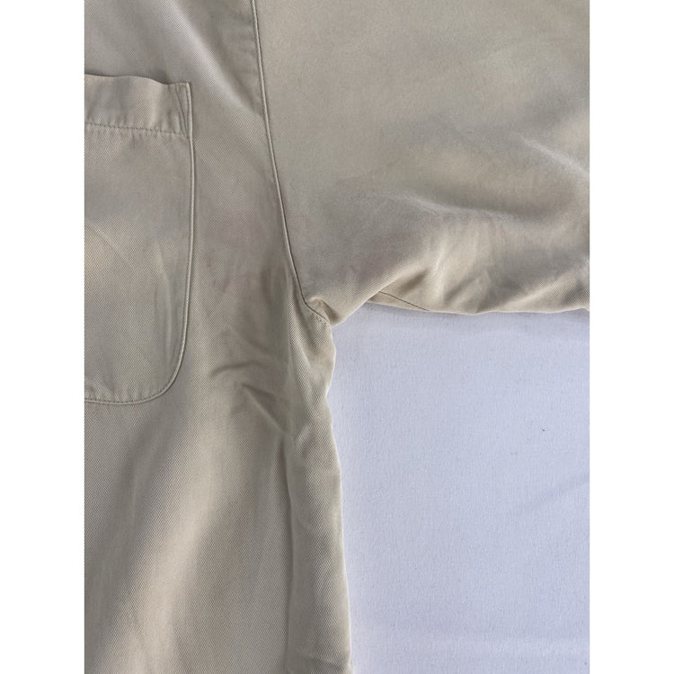 Mens Tommy Bahama Beige Silk ‘Casting Agent’ Collared Button Up Shirt Size Large