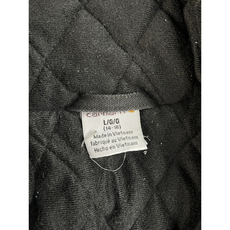 Kids' Carhartt Quilted Lined Full Zip Hooded Jacket Black Size L (14-16)
