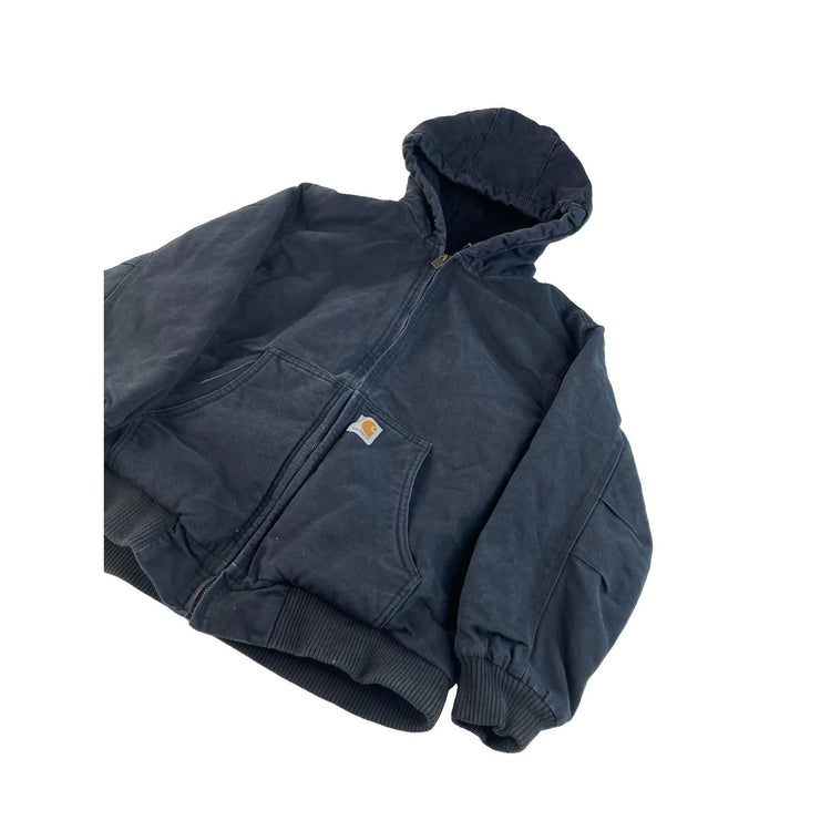 Kids' Carhartt Quilted Lined Full Zip Hooded Jacket Black Size L (14-16)