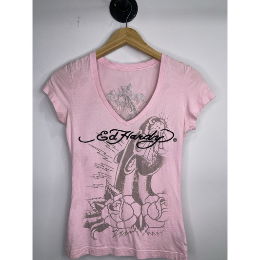 Y2k Womens Ed Hardy Sz Small Pink T-shirt