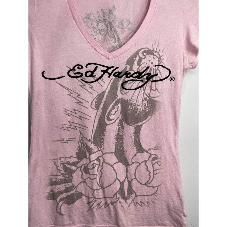 Y2k Womens Ed Hardy Sz Small Pink T-shirt