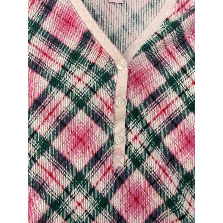 Womens Victorias Secret Pink & Green Plaid Sleep Shirt Size Small
