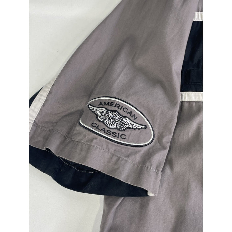 Mens Harley Davidson Motorcycle SS Mechanic Garage Shirt Gray Size Xl