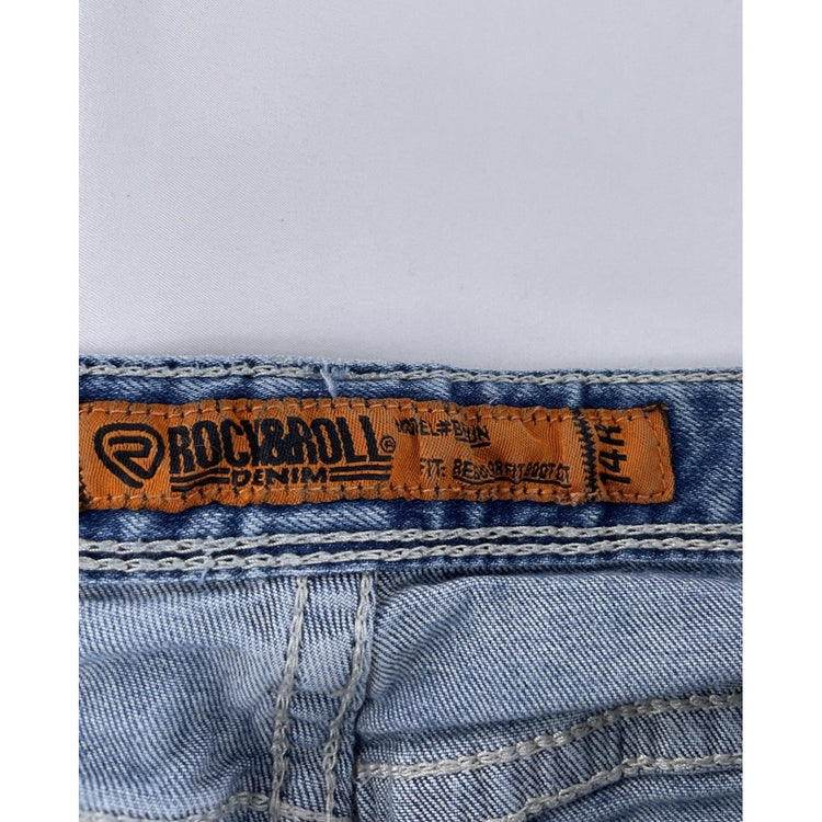 Mens ROCK&ROLL Denim Straight Blue Jeans Size 14R
