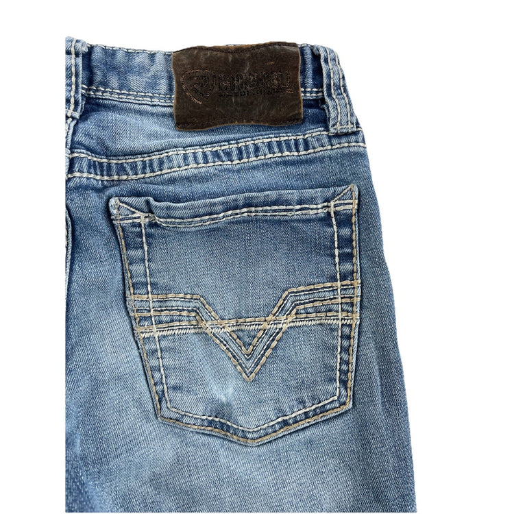 Mens ROCK&ROLL Denim Straight Blue Jeans Size 14R