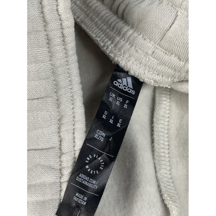 ⁠Mens Adidas Cream Off White Speckled Logo Fleece Cuff Gym Track Pants Size XL⁠