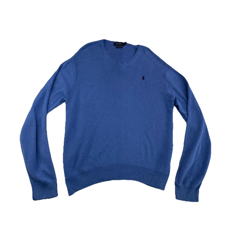 Mens Polo Ralph Lauren Size Large Light Blue V Neck Sweater